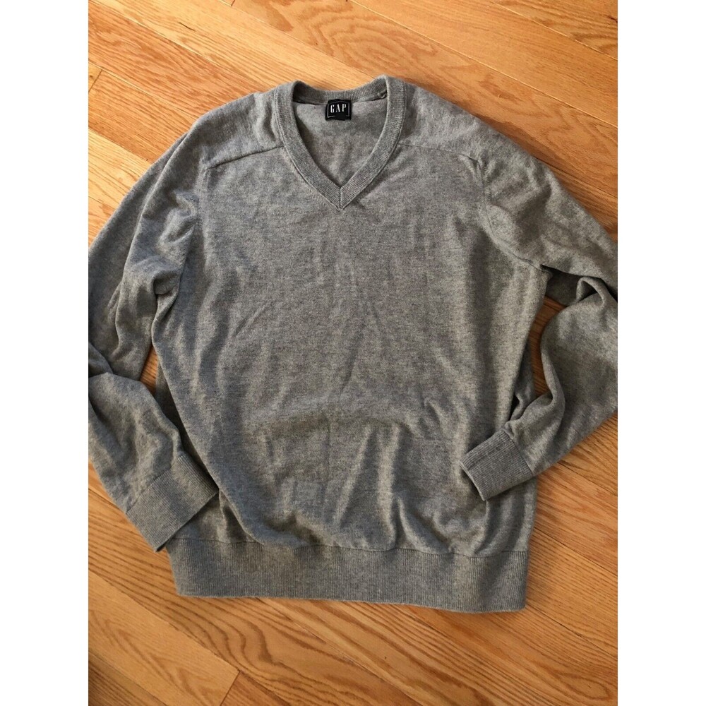Gap V Neck Cashmere XL Gray Sweater Super Soft Pullover
